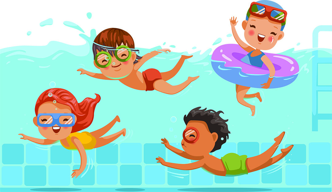 Children swimming illustration